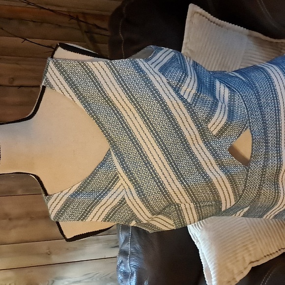 CeCe By Cynthia Steffee Blue and White Striped Dress Women's Size 12 - Picture 2 of 9